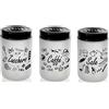 Utilissimi EDITACASA - Set contenitori - Tris Barattoli sale zucchero caffé con coperchio chiusura ermetica capienza 660ml vetro satinato - altezza 15 cm
