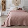 CalmyHOME Copriletto, copriletto decorativo, 240 x 260 cm, copridivano, coperta per il giorno, XXL, coperta trapuntata (rosa antico)