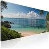 CheQuadro! Quadro paesaggio marino su tela, decorazione soggiorno, quadro grande Spiaggia Tropicale Tranquilla con Mare trasparente e Palme rigogliose stampa su tela seal35-150x60 cm