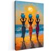 MuchoWow© Stampa Foto Quadro Moderno Quadri Moderni Soggiorno Con Cornice | 80x120 cm - Stampe Da Parete Camera Da Letto Matrimoniale Decorazione Canvas Donne - Spiaggia - Tramonto