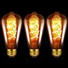 LVWIT Lampadine Filamento LED Spirale Flessibile, Vetro Ambrato, Forma ST64 Edison Vintage, Attacco E27, 4.9W Equivalenti a 35W, 400 Lumen, Luce Bianca Calda 2200K, Non Dimmerabile - Pacco da 3 Unità