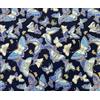 Jukway Tessuto di cotone al metro, 50 x 145 cm, 100% cotone, motivo bronzante, stampa floreale, per cucito, trapuntatura, artigianato, tende, tappezzeria (09- Design, Blu)