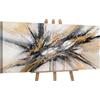 YS-Art Quadro Astratto Oro e Nero - Dipinto Acrilico Materico su Tela