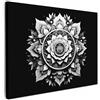 MuchoWow© Stampa su Tela Quadri da Salotto Moderni Soggiorno Canvas per | 40x30 cm - bagno Foto Decorazioni Parete Mandala - Nero - Bianco - Fiori