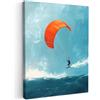 MuchoWow© Quadri Camera Da Letto Stampe Da Parete Quadro Su Tela Moderni | 60x80 cm - Decorazioni Murali Soggiorno Foto Quadretti Ingresso Casa Muro Kitesurfer - Arancione - Mare - Cielo