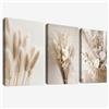 HALFLEMART 3Pcs Boho Beige Erba della Pampa Stampa su tela Con Cornice Fiore nordico Salvia Erba essiccata Pittura Quadri su tela Quadri Moderni Bagno Camera da Letto Soggiorno Stampe da Parete 30x40cm x3pcs