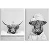 QPLGTU Decorazione murale per bagno, Poster di sfondo per casa, Foto di animali di bestiame delle Highlands in bianco e nero, Decorazione per carta da parati, Poster di stampa divertente di animali