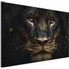 LUMASOUL Quadri Moderni Soggiorno - Quadri Camera da Letto Motivo Moderno - Poster da parete con cornice in legno e telaio - Stampe da Parete - Leone 3-90x60 cm