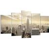 ARTTOR Quadri Moderni su Tela 150x50 cm Stampe da Parete Architettura Città - 2630 | New York Grattacieli Quadro Decorativo XXL Set da 5 pezzi Soggiorno Arte da Parete Decorazione da Parete ARTTOR