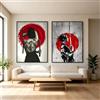 KAIDAARTLH 3er Set Samurai Wandbilder 60x90cm, Moderne Japanisches Leinwandbilder Poster, Dekoration für Wohnzimmer Schlafzimmer Büro, Frameless（C,2x60x90cm）