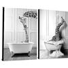 WADBTP Foto da Bagno, Immagini in Bianco e Nero, Divertenti Animali nella Vasca, per Soggiorno, Camera da Letto, Senza Cornice, 2 Pezzi, 20 x 30 cm