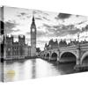 Wallazz Quadri Moderni Soggiorno Londra, Big Ben, Telephone, Skyline - 100% Made in Italy - Stampa HD su Tela Canvas - Quadro Camera da Letto - Qualità Artigianale - 70x140cm