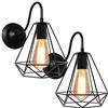 PETITES ECREVISSES 2 Pack Lampade da parete Industriale Vintage Applique da parete Interni Diamanti Paralume Nero Luce Pendente E27 Creativo Disegno (2pack-B)