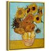 Wieco Art VAN0002-3040UK-GF,Stampa su tela con girasole con cornice dorata di Vincent Van Gogh, decorazione da parete per casa e ufficio, decorazione VAN0002-3040UK-GF