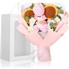 Foyucool Bouquet di Fiori all'Uncinetto, Mazzo di Fiori Fatto a Mano con Confezione Regalo, Decorazione per la Casa, Regalo per Donna, Ideale per Compleanni, Natale e San Valentino, Arancione