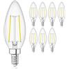 Chao Zan Lampadina Candela LED 2W C35 E14 Luce Fredda 6000K 180LM, AC 220-240V, Lampadine Filamento LED Attacco Piccola, Lampadina Decorativa E14 Fredda per Lampadario, Candela Vetro trasparente (8 pezzi)