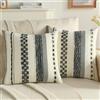 Ystyle Chenille Federe Cuscini Divano 50x50 2 Pezzi, Federa Cuscino Decorativa a Strisce con Texture Trapuntata Soffice, Boho Copricuscino Divano per Divano Soggiorno Camera, Nero