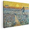 BKstuff Quadro stampa su tela canvas Quadro opere di Vincent Van Gogh Paesaggio da appendere Arredamento Soggiorno (35x50cm, Seminatore al tramonto, Vincent Van Gogh)