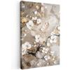 MuchoWow© Stampa Foto Quadro Moderno Quadri Moderni Soggiorno Con Cornice | 80x120 cm - Stampe Da Parete Camera Da Letto Matrimoniale Decorazione Canvas Fiori - Bianco - Oro - Beige - Lusso