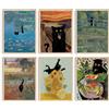 Hambient Stampe da Parete per Quadri Gatti Moderni Soggiorno, Camera da Letto - Decorazioni Casa, Cucina - Monet, Van Gogh, Munch, Klimt, 6 Poster SENZA (21 x 30 cm - Senza Cornici)