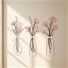 HUASUN Set 3 Decorazioni da Parete in Metallo con Fiori, Stile Bohémien Rustico, Sculture Murali con Vasi e Sagome Floreali Minimaliste, Arredo per Soggiorno, Camera da Letto, Cucina (Beige)