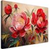 Feeby Quadro su Tela Non Tessuta - Stampa Su Tela - Piante di peonie rosse Fiori - 90x60 cm - Decorazione Murale - Moderno Soggiorno - quadri moderni soggiorno - poster