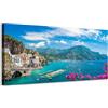 Generico Panorama Costiera Amalfitana - Paesaggio italiano - Quadro stampa su tela con telaio in legno - 80x40 cm