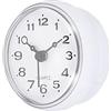PATIKIL Impermeabile Bagno Orologio Mini Rotondo Parete Orologi Bianco | con Aspirazione Coppa, per Doccia Cucina Casa Decorazione
