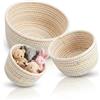 Brizuf 3 cesti portaoggetti in corda di cotone intrecciato, 3 dimensioni, colorati, per fasciatoio, bagno, per soggiorno, camera da letto, cameretta dei bambini