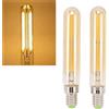 Tyenaza Confezione da 2 Lampadine a Filamento LED da 4 W T20 Tubolari, Lampadine Dimmerabili con Attacco Edison E14 Piccolo, 220-240V AC, 2700K Luce Bianca Calda 400LM
