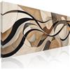 CheQuadro! Quadro astratto moderno per soggiorno, stampa su tela Curve Eleganti Beige e Marrone intelaiato pronto da appendere absh10-150x70 cm