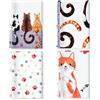 Alaoo Set di 4 Strofinacci Cucina Gatto, 48x70cm | Asciugamani Da Cucina Per Vacanze Decorativi, Morbido e Assorbente, Adatto per Cucine, Strofinacci e Strofinacci da Bar