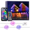 Wisada Catena luminosa da esterno, Luci per grondaie RGBCCT da 98 piedi a colori multipli con 50 lampadine a LED, Funziona con telecomando, Controllo APP, Impermeabile IP67, Dimmerabile