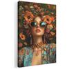 MuchoWow© Stampa Su Tela Decorazioni Pareti Canvas Grandi Dimensioni Quadri | 20x30 cm - Con Cornice Moderni Quadro Soggiorno Foto Camera Da Letto Muro Donna - Fiori - Moderno - Occhiali - Astratto
