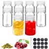 TranRantic Bottigliette in vetro da 60 ml con coperchio, 10 bottiglie riutilizzabili per shot di zenzero con etichette, mini bottiglie di succo a tenuta stagna, piccoli barattoli di vetro per succhi