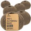 HANSA-FARM 100% lana di alpaca in più di 50 colori (non punge), set da 300g (6 x 50g), lana di baby alpaca morbida per maglieria e uncinetto in 6 spessori di filato - Gomitoli lana marrone