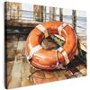 MuchoWow© Stampe Su Tela Quadro Soggiorno Quadri Camera Da Letto Moderni | 40x30 cm - Accessori Salotto Poster Con Cornice Decorazione MuroBoa - Salvagente - Mare - Stile Marino