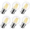 LVWIT Lampadina LED 4W G45 B22 Baionetta LED Filamento Golf Lampadine 2700K Bianco Caldo Vintage Vetro Oltre 80Ra 470Lm 40W Incandescente Sostituzine Non-dimmerabile 6-Pack