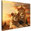 MuchoWow© Quadro Camera Da Letto Quadri Soggiorno Decorazione Parete Quadri | 80x60 cm - Moderni Su Tela Stampe Foto Con Cornice Quadretti PosterLeone - Animali - Savana - Africa