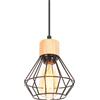 PETITES ECREVISSES Lampadario a Sospensione Industriale Retrò Plafoniera E27 in Metallo e Legno Lampada da Soffitto Interna Vintage Ø15cm per Cucina Salotto Camera da Letto