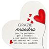 VELORAH Regalo Maestra in Legno di Faggio, Cuore Decorativo Autoportante con Dedica, Idea Regalo Fine Anno, Scuola, Compleanno e Ringraziamento, Made in Italy