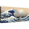 canvashop Quadro Moderno 60x30 cm Hokusai La Grande Onda Di Kanagawa | Quadro Su Tela Canvas, Stampe Da Parete, Arredo Casa Soggiorno Camera Da Letto, Arte Giapponese
