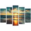 AREDE Set di 5 Stampe da Parete Quadri Moderni Decorazioni da Muro per Casa Soggiorno Camera da Letto e Cucina Bellissimo tramonto nell'oceano| 120 x 80 cm | Pronto da appendere