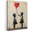 MuchoWow© Stampa di Foto su Tela Quadro Soggiorno Moderno Quadri per | 50x70 cm - Salotto Decorazioni Camera Street art - Banksy - Palloncino - Graffiti - Retro