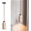 YKSJDFH Lampade a sospensione in pietra rettangolari/cilindriche, lampade a sospensione in noce con paralume in travertino giallo naturale, lampadario da comodino, apparecchio di illuminazione E27, la