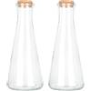 Magic Season Bottiglie di Vetro Decorative con Tappi di Sughero (350 ml Bottiglie Coniche / 2 Pezzi)