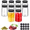 TranRantic 60ml Bottigliette di Vetro Piccole,10 Pezzi Riutilizzabili Barattoli Vetro con Coperchio,Vasetti Mini Bottiglie con Etichette,Contenitori Piccoli per Alimenti,Succo e Spezie(Nero)