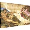 Wallazz Quadri Moderni Soggiorno Riproduzione Quadri famosi su tela - 100% Made in Italy - Michelangelo La Creazione di Adamo - Quadro Camera da Letto - Qualità Artigianale - 70x140cm