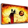 Printerland Quadro Moderno ETNICO sole donna africa arte africana Quadri moderni da Parete XXL grande Stampa su tela Canvas Decorazione muro Murale Soggiorno Arredo Camera da letto Cucina (30x50 cm, 2)