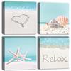 Artscope Stampe e Quadri su Tela 4 pz. Crostacei e Spiagge Immagine Fotografia Murale Tela Wall Art Bel Regalo per Home Decor Ristorante Cucina Regalo di Anniversario Compleanno 30x30CM